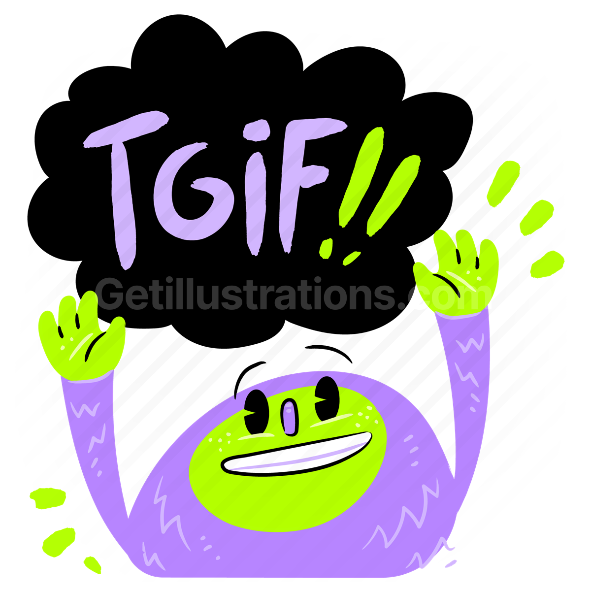 tgif, celebrate, greeting, face, sticker, smiley, character